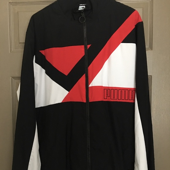 black and white puma windbreaker